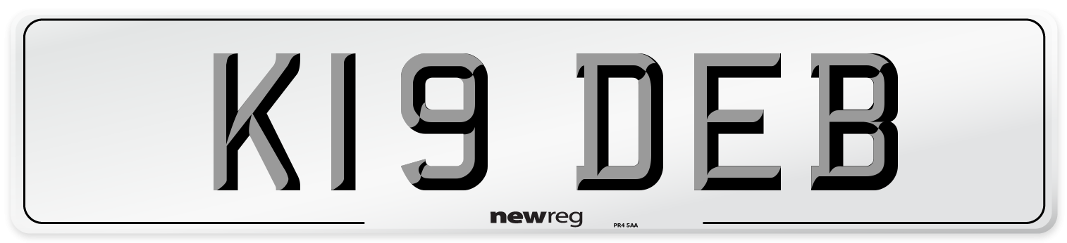 K19 DEB Number Plate from New Reg